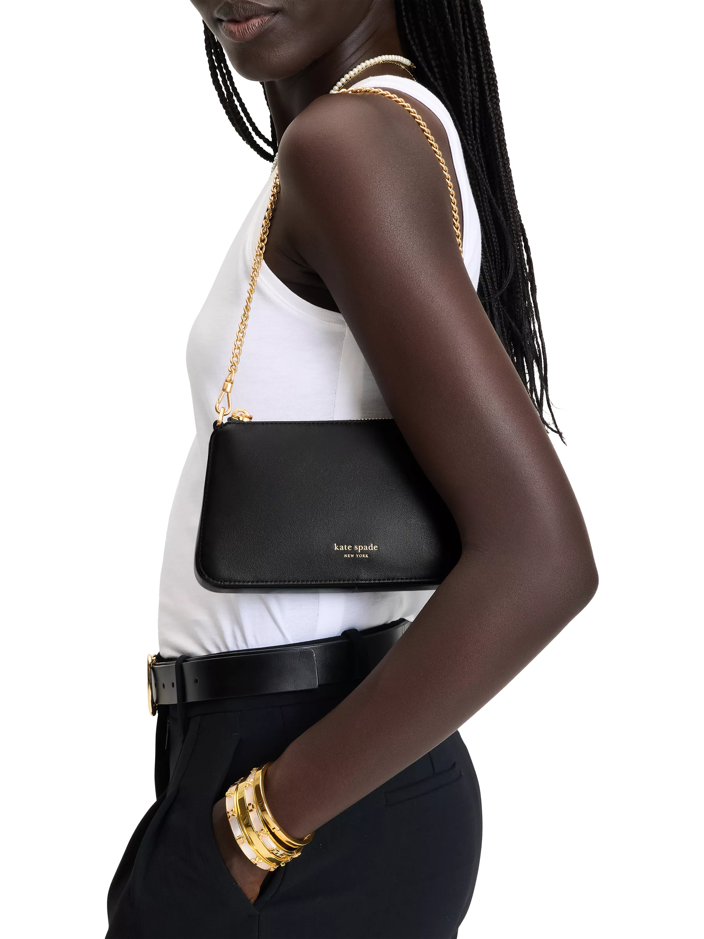 kate spade new york Grace leather pochette black, UK version