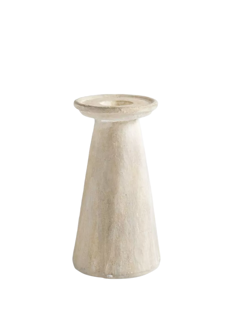 Pottery Barn artisan clay candleholder natural large, UK version