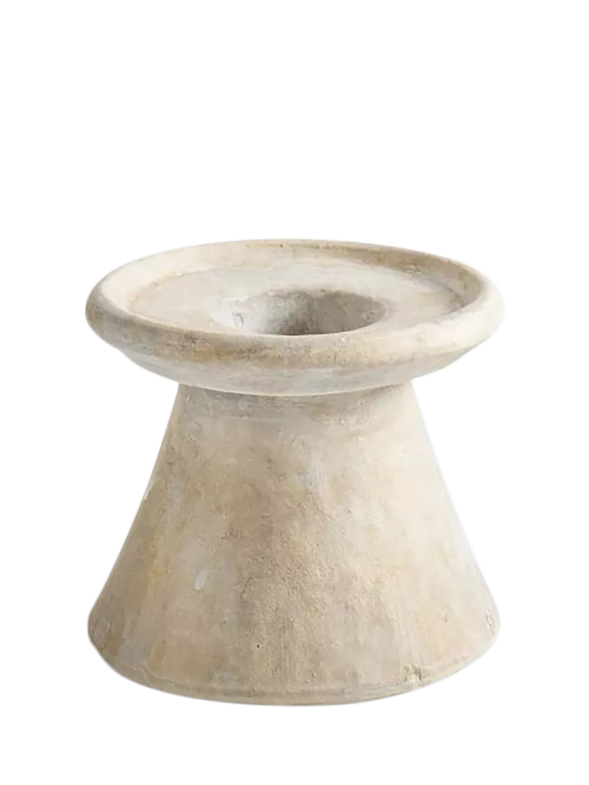 Pottery Barn Artisan Clay Candleholder Natural Large