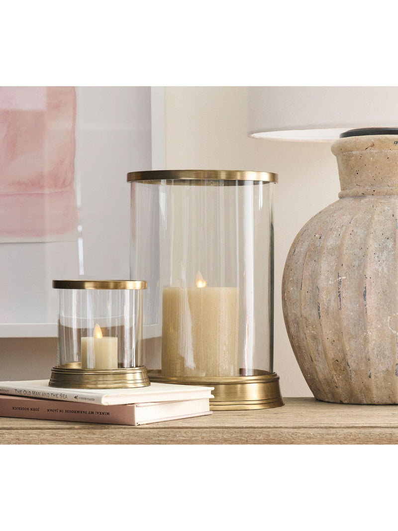 Pottery Barn hurricane candle holder brass (British brand)