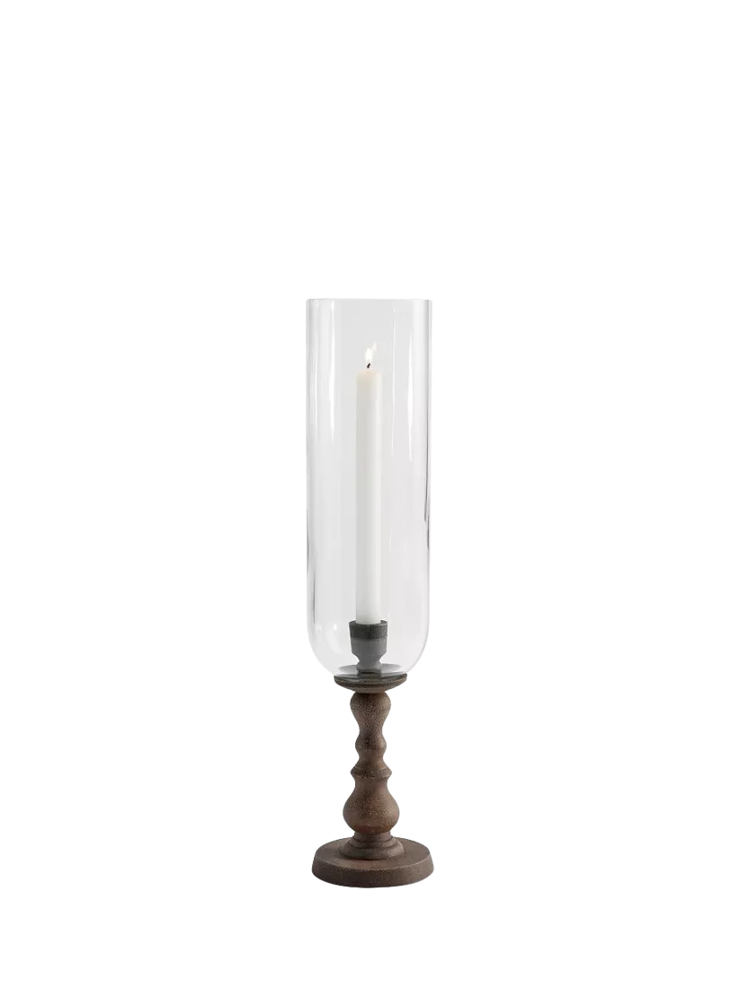 Pottery Barn Napa Hurricane Pillar Candle Holder, Bronze