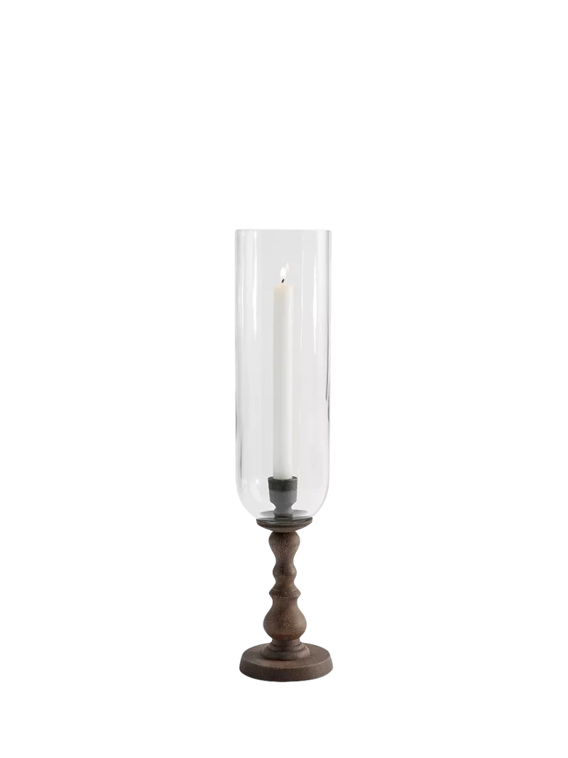 Pottery Barn Napa Hurricane Pillar Candle Holder, Bronze