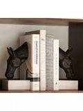 Pottery Barn horse head bookends bronze finish marble bases - British product