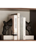 Pottery Barn horse head bookends bronze finish marble bases - British product