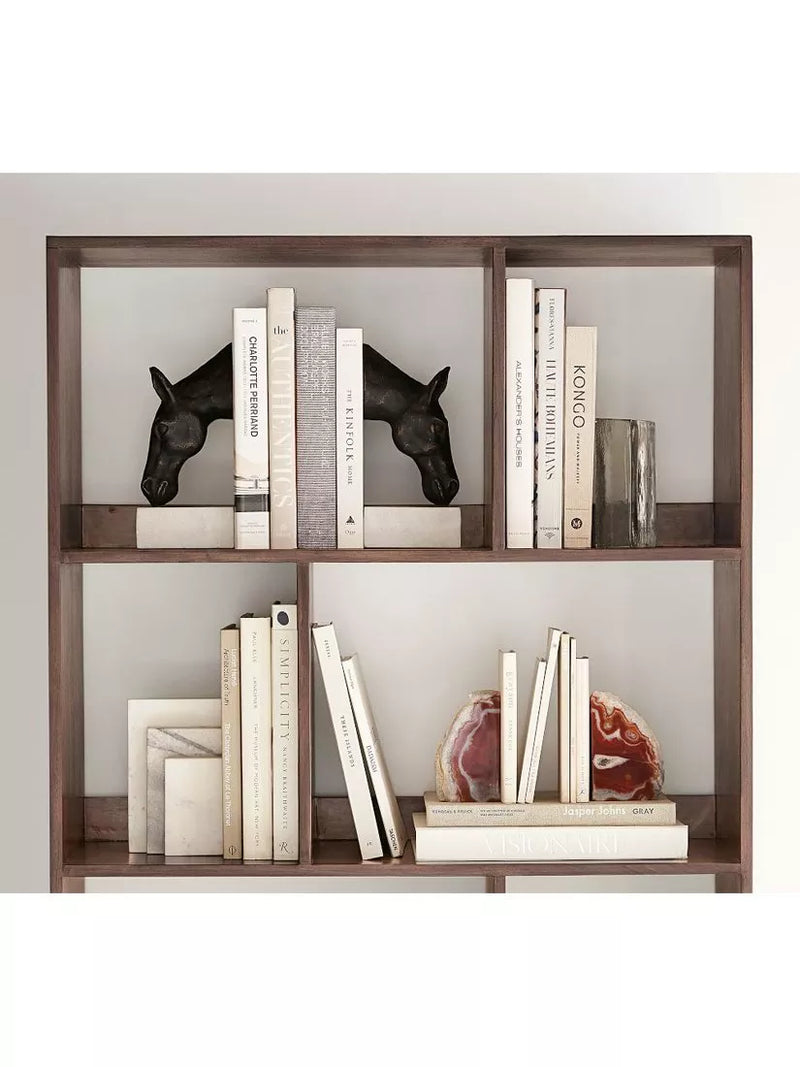 Pottery Barn horse head bookends bronze finish marble bases - British product