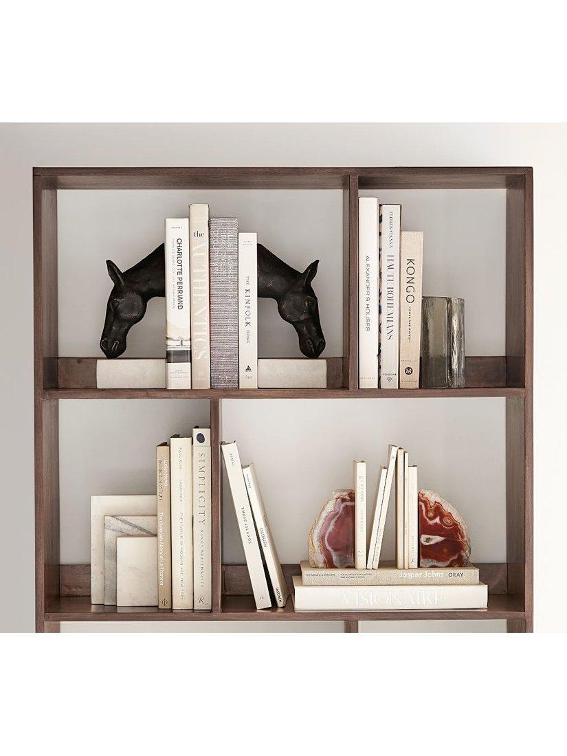 Pottery Barn horse head bookends bronze finish marble bases - British product