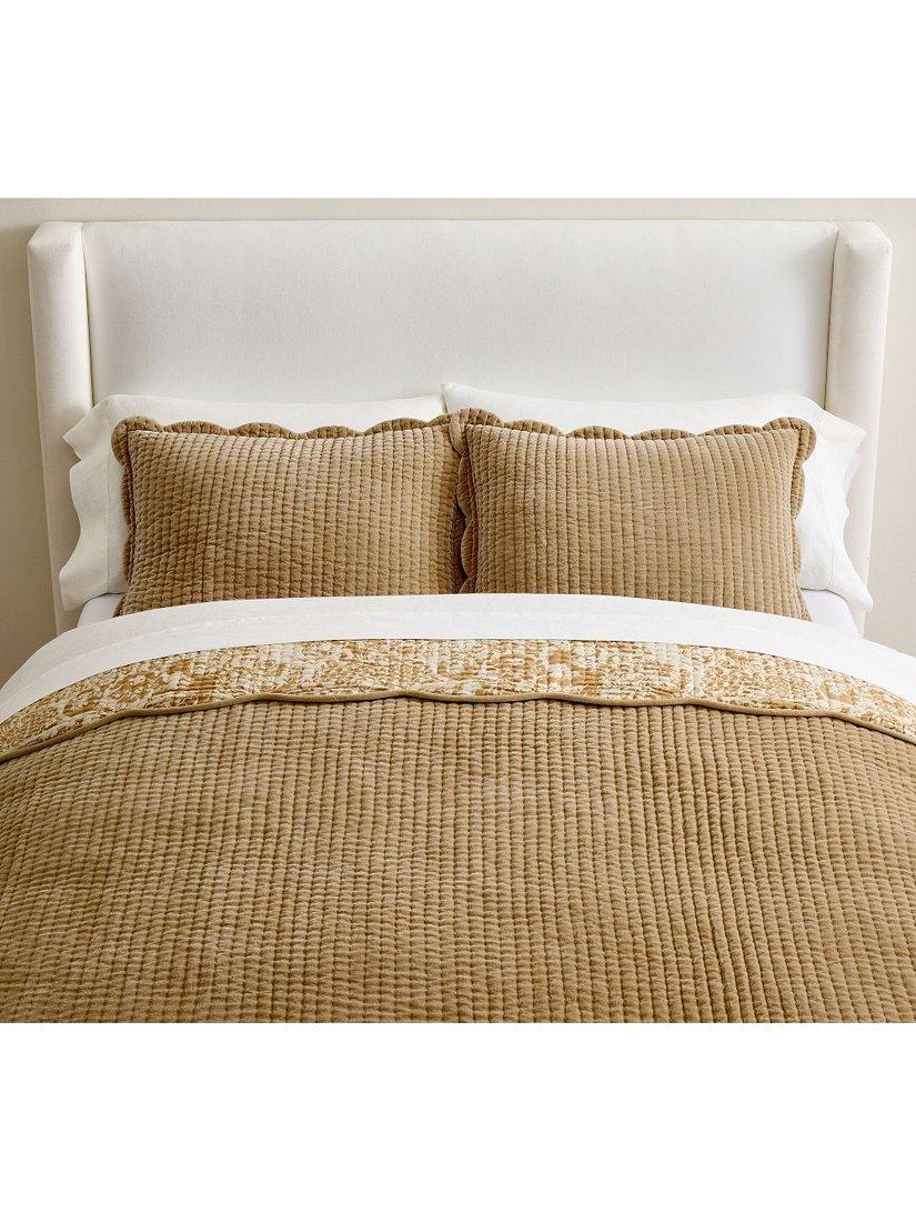 Pottery Barn velvet scallop edge reversible bedspread king size, imported from the UK