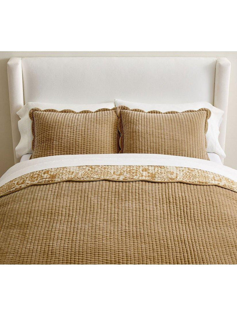 Pottery Barn velvet scallop edge reversible bedspread king size, imported from the UK