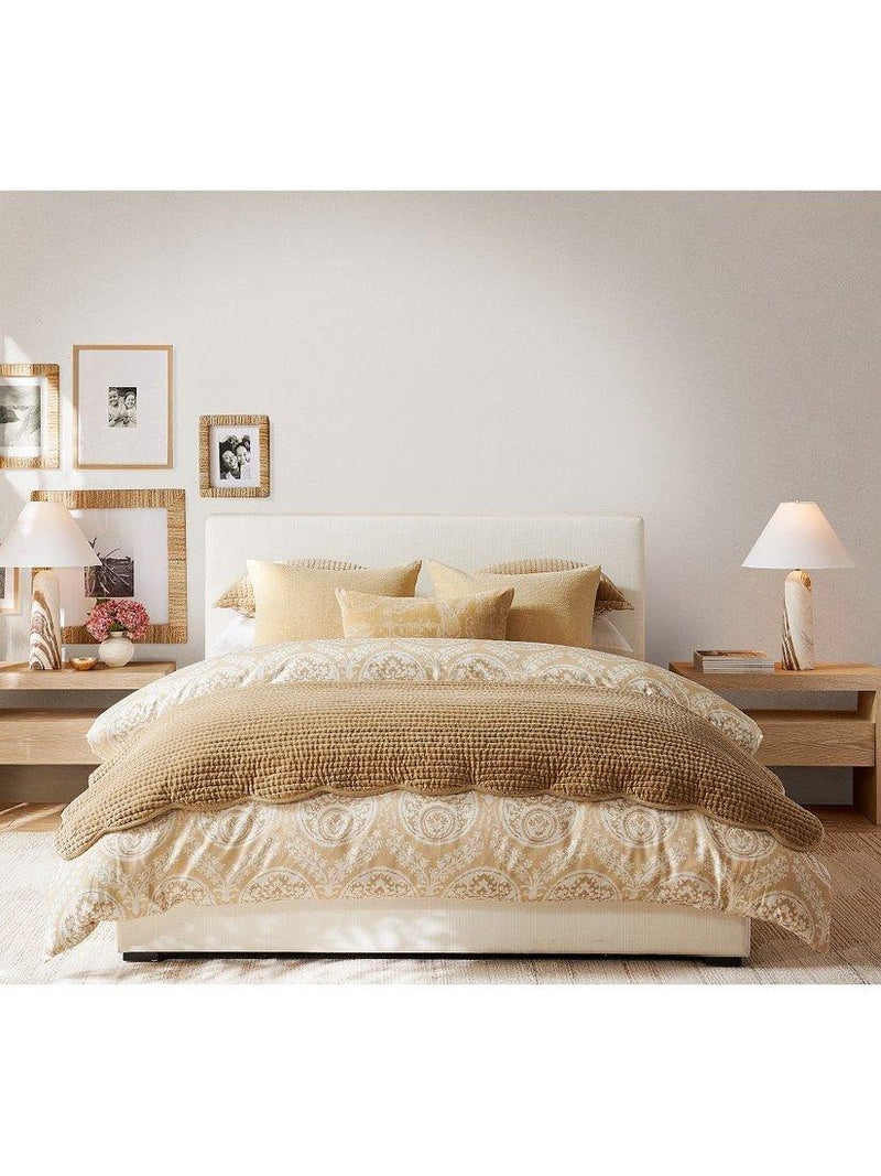 Pottery Barn velvet scallop edge reversible bedspread king size, imported from the UK