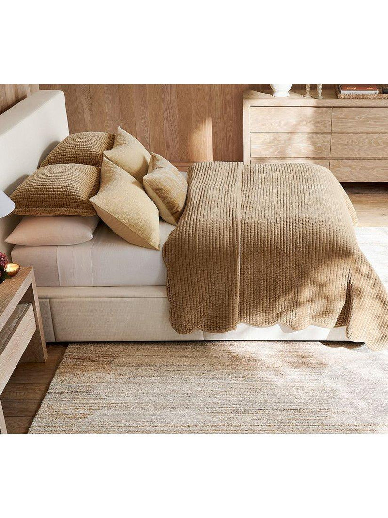 Pottery Barn velvet scallop edge reversible bedspread king size, imported from the UK