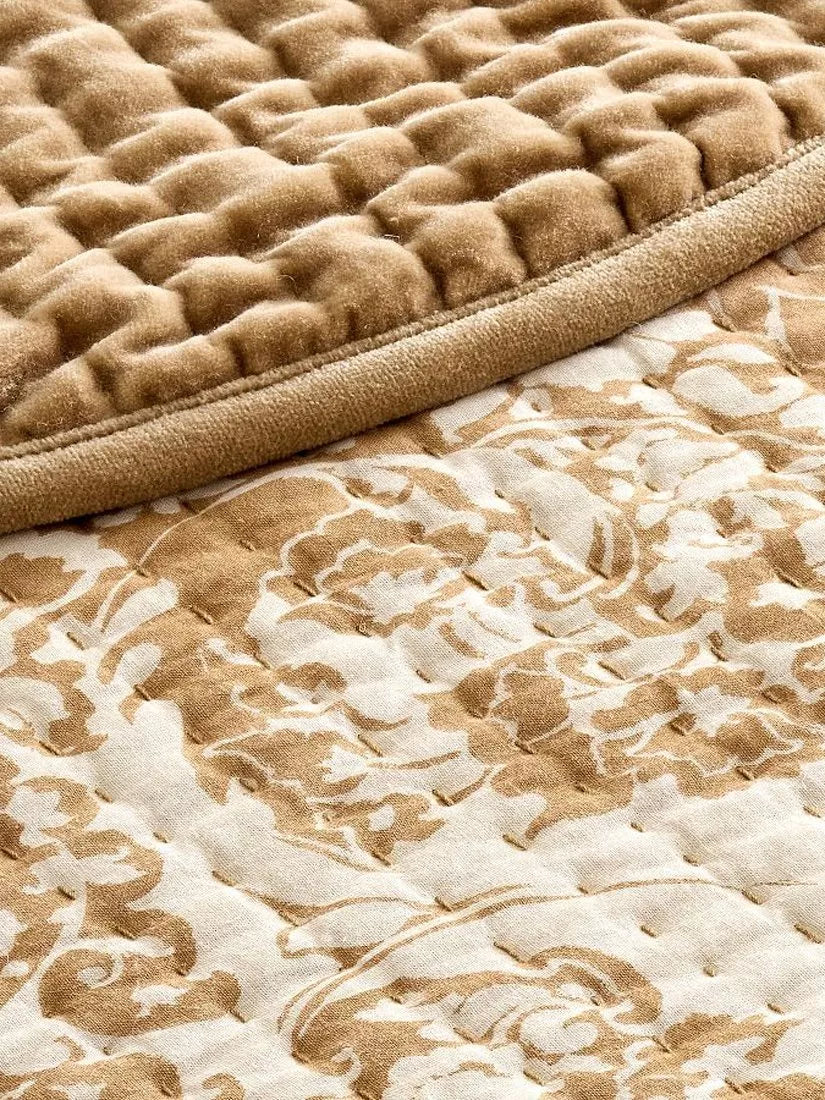 Pottery Barn velvet scallop edge reversible bedspread king size, imported from the UK