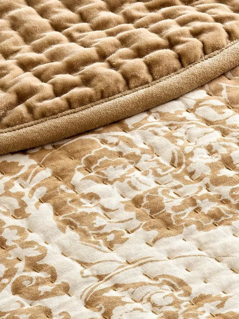 Pottery Barn velvet scallop edge reversible bedspread king size, imported from the UK