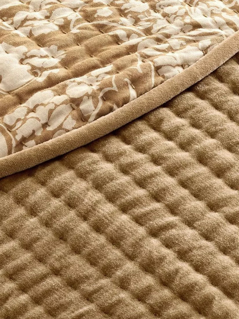 Pottery Barn velvet scallop edge reversible bedspread king size, imported from the UK