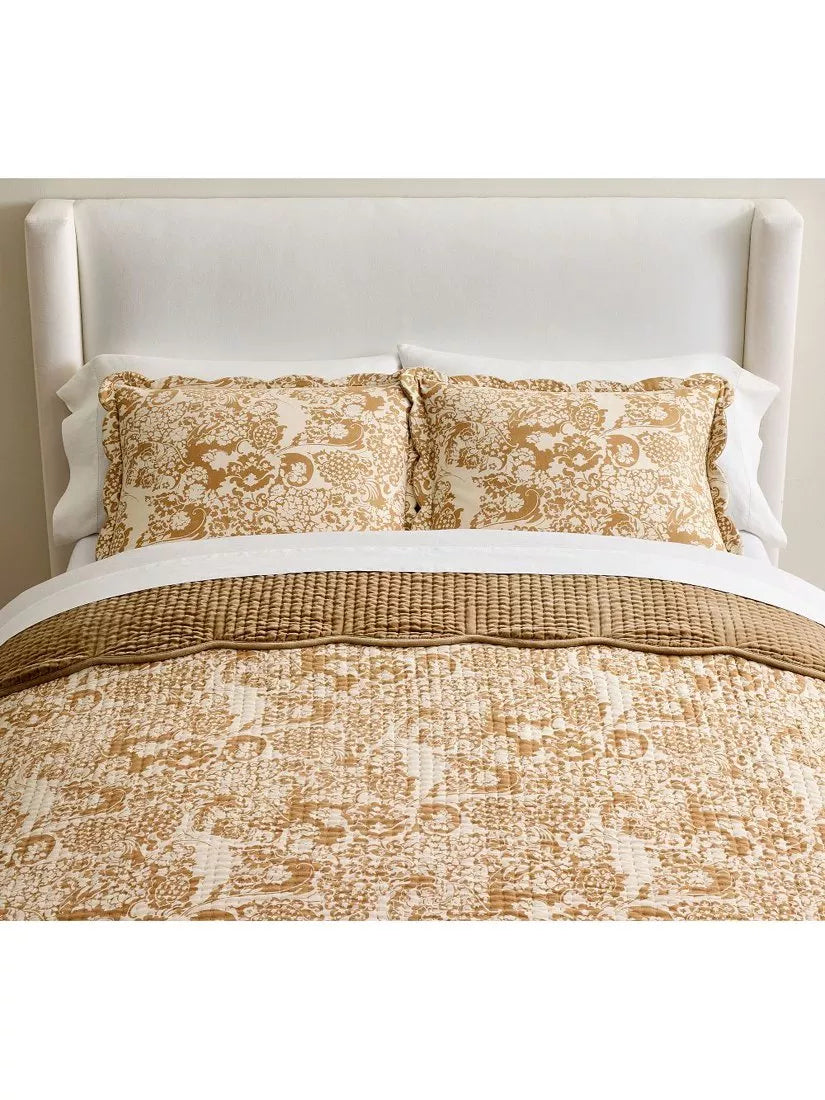 Pottery Barn velvet scallop edge reversible bedspread king size, imported from the UK