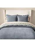 Pottery Barn Velvet Scallop Edge Reversible Kingsize Bedspread, Stormy Blue