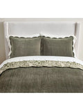 Pottery Barn Velvet Scallop Edge Reversible Quilted Standard Pillowsham, Loden