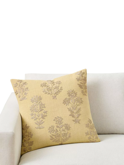 John Lewis Pottery Barn Gillian Embroidered Cushion Cover Straw- Buy online at McGrocer