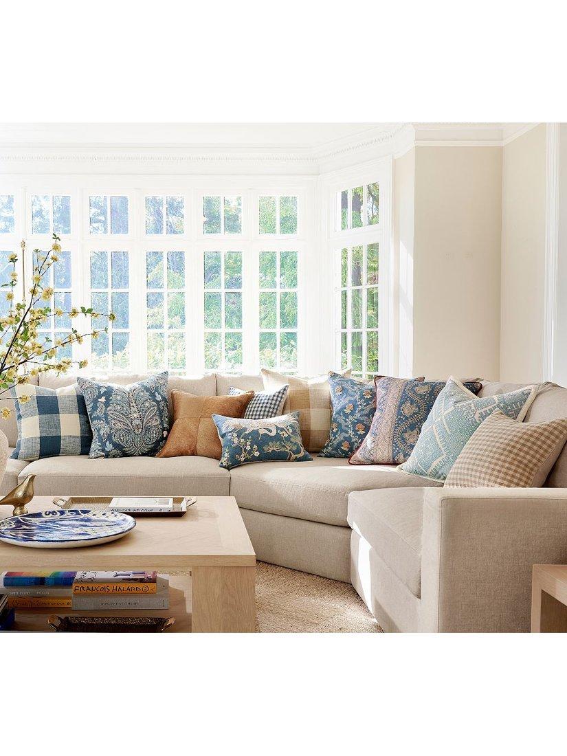 Pottery Barn Harper embroidered cushion cover blue multi 56x56cm - British product