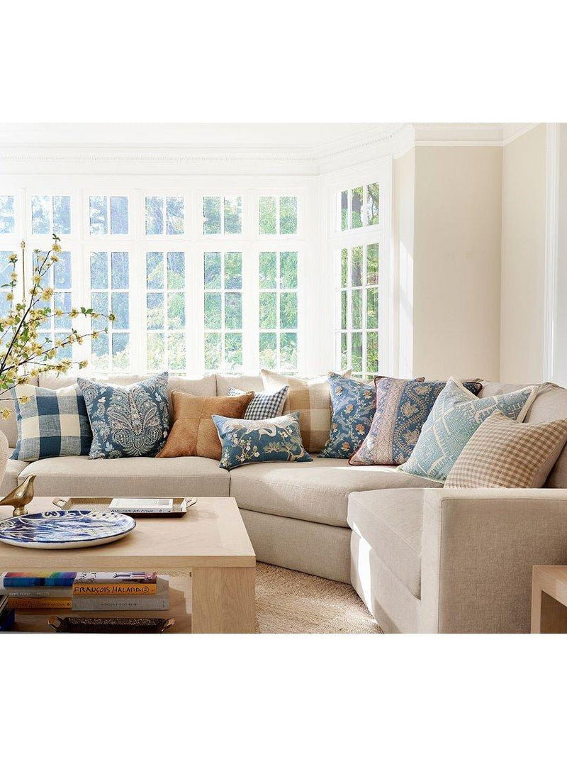 Pottery Barn Harper embroidered cushion cover blue multi 56x56cm - British product
