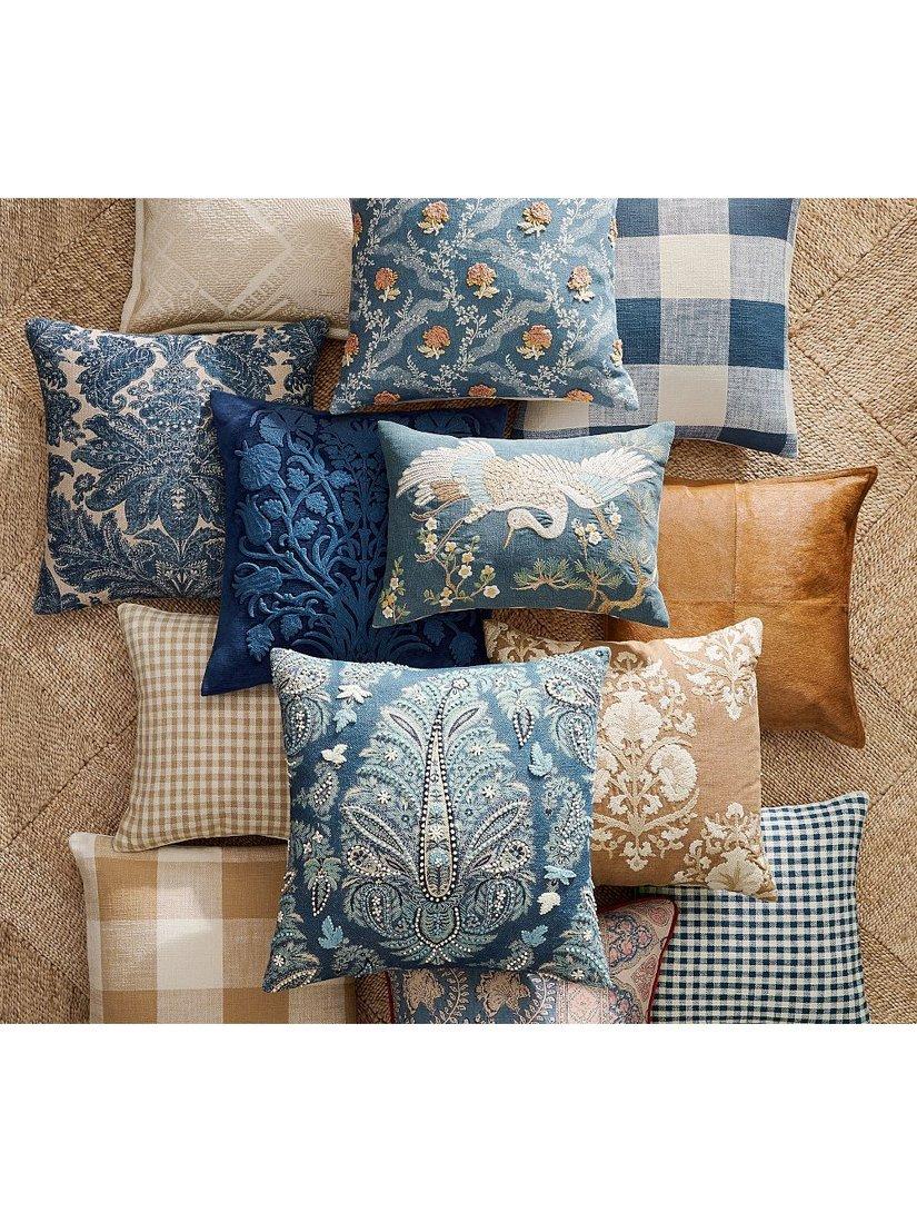 Pottery Barn Harper embroidered cushion cover blue multi 56x56cm - British product