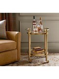 Pottery Barn Everson bar cart brass with tempered glass, UK version