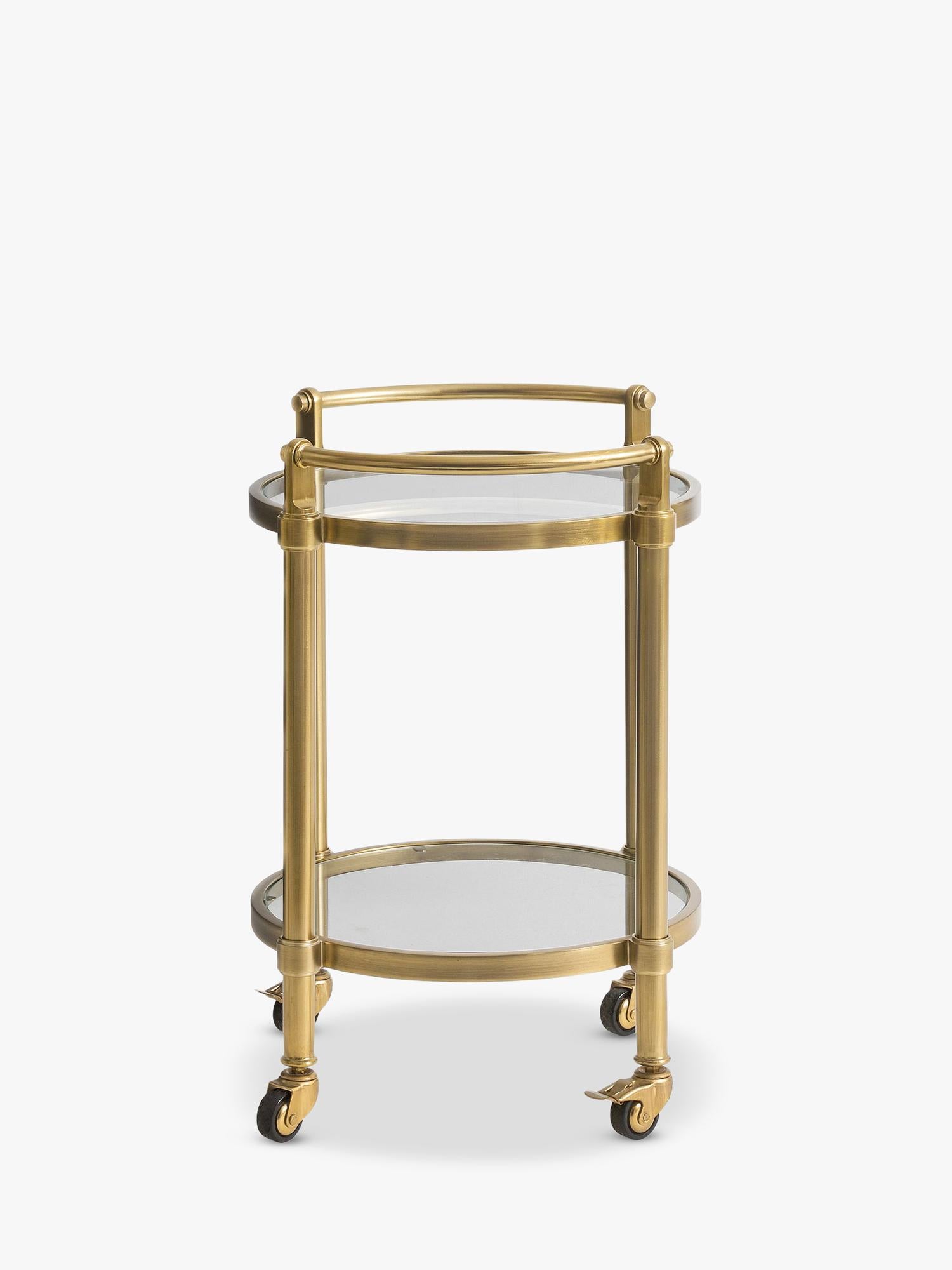 Pottery Barn Everson bar cart brass with tempered glass, UK version
