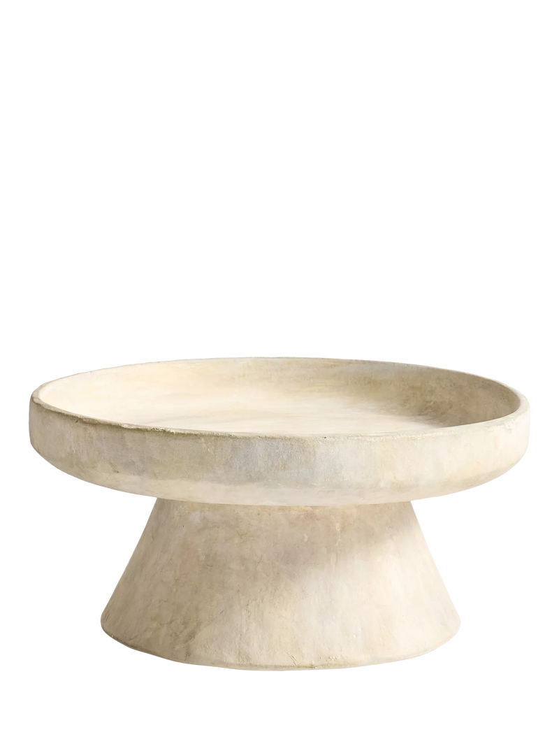 Pottery Barn footed earthenware bowl 30cm natural, imported from the UK