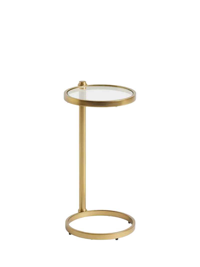Pottery Barn round glass C-table brass, UK version
