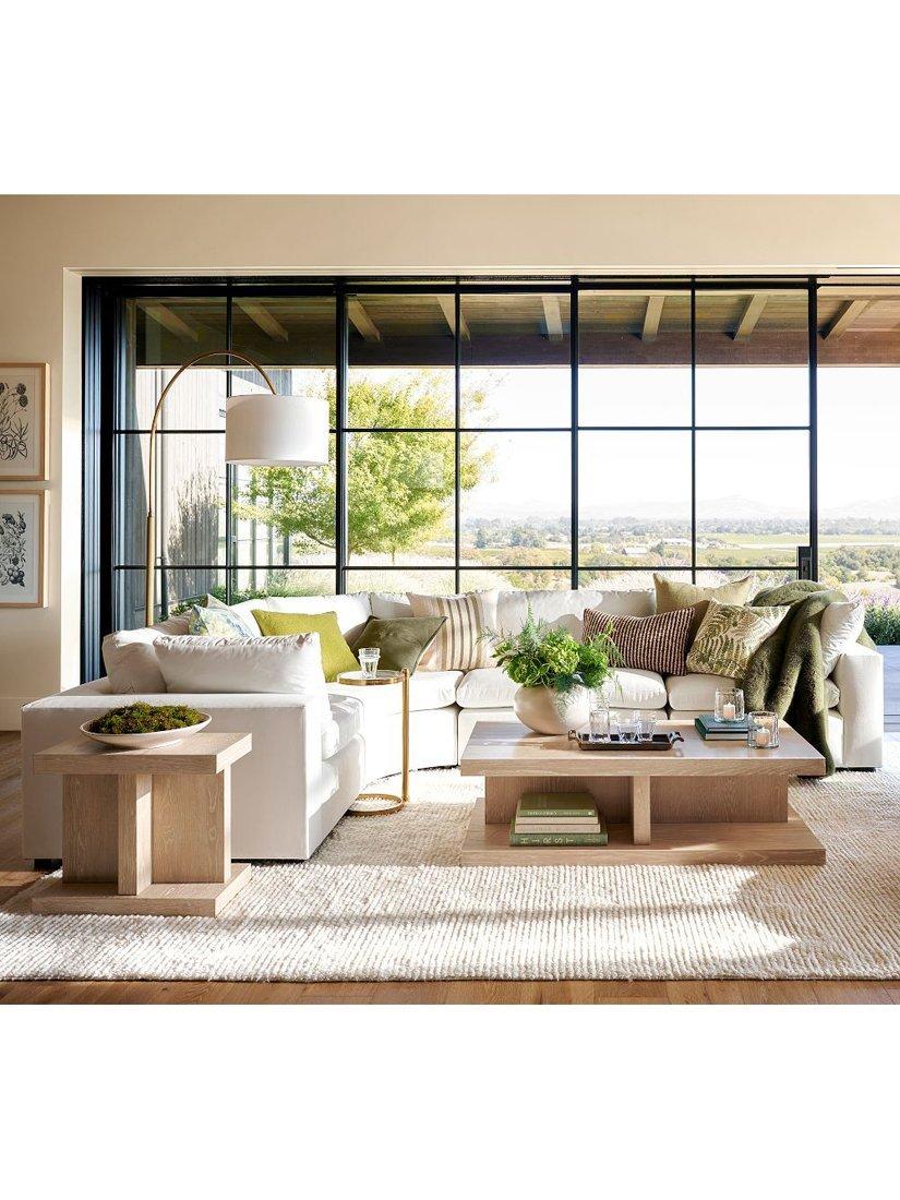 Pottery Barn round glass C-table brass, UK version