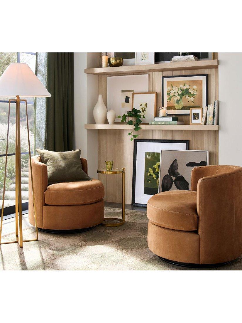 Pottery Barn round glass C-table brass, UK version
