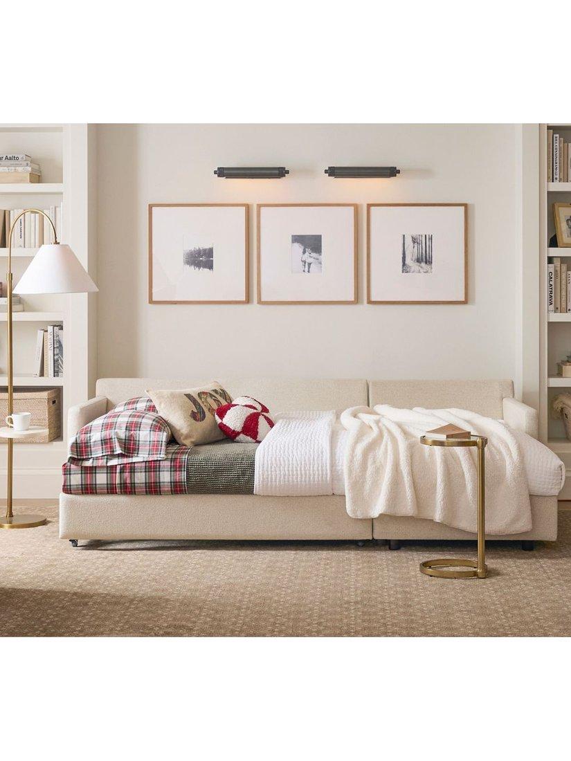 Pottery Barn round glass C-table brass, UK version