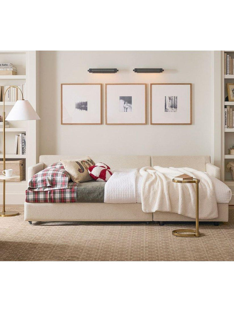 Pottery Barn round glass C-table brass, UK version