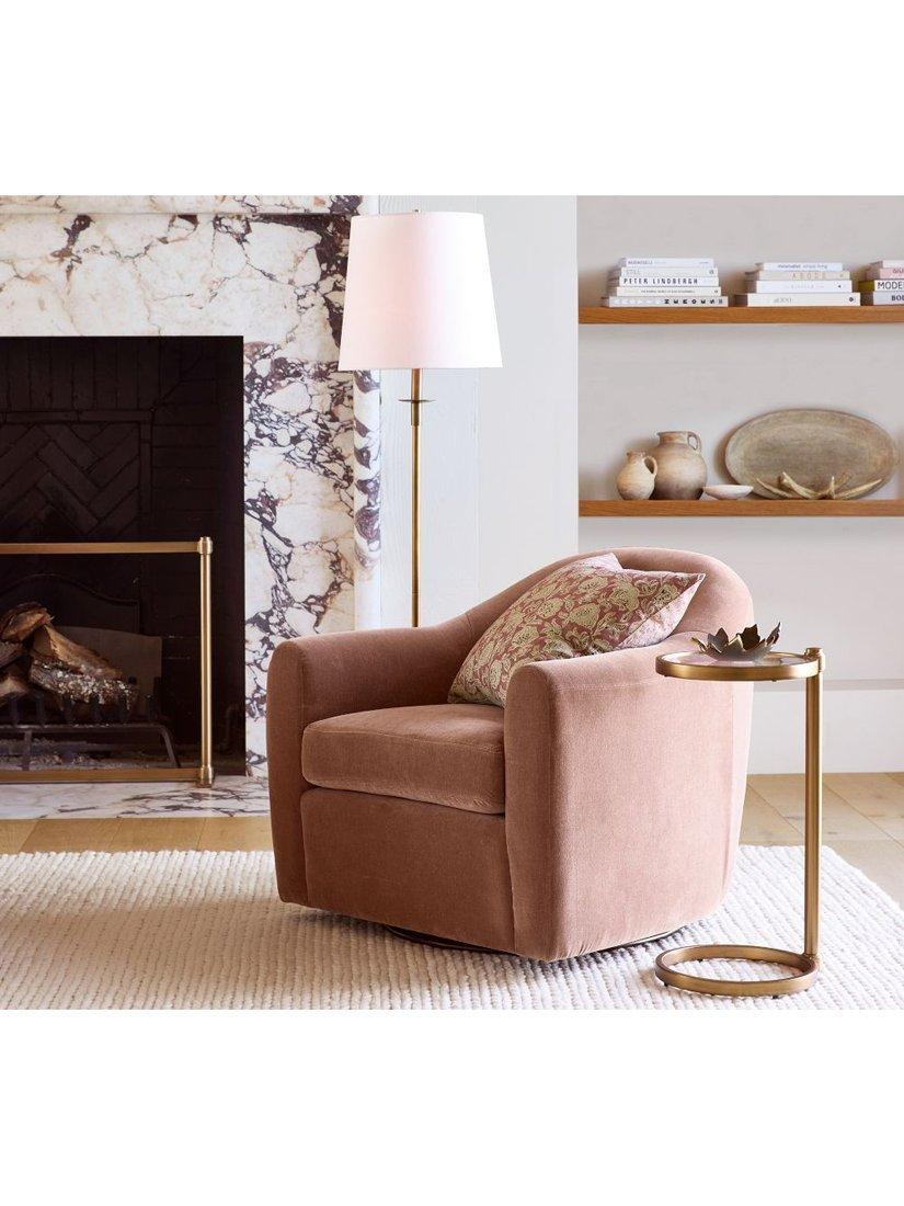 Pottery Barn round glass C-table brass, UK version