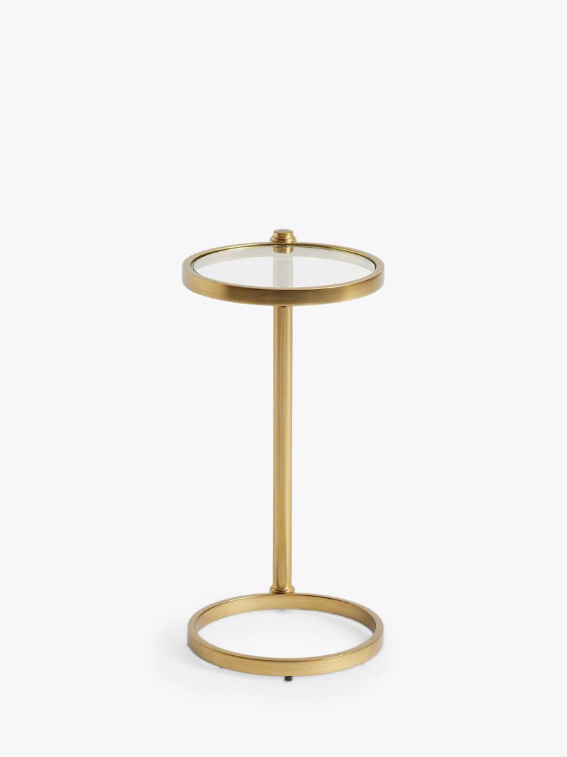 Pottery Barn round glass C-table brass, UK version