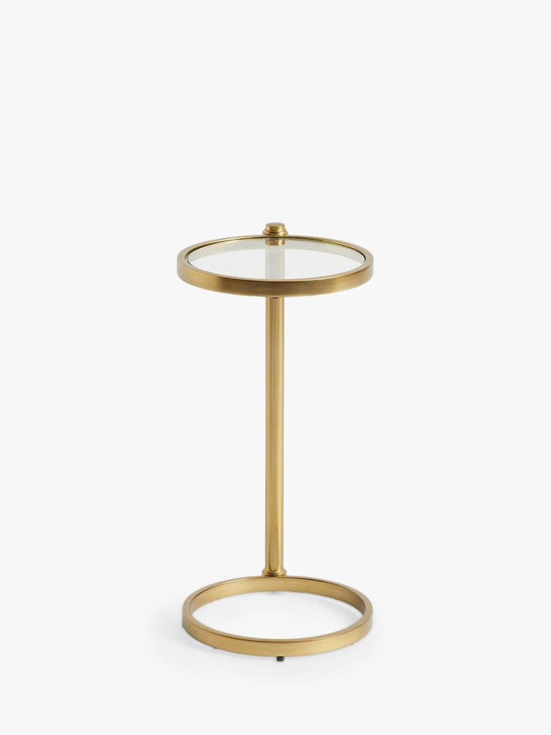 Pottery Barn round glass C-table brass, UK version