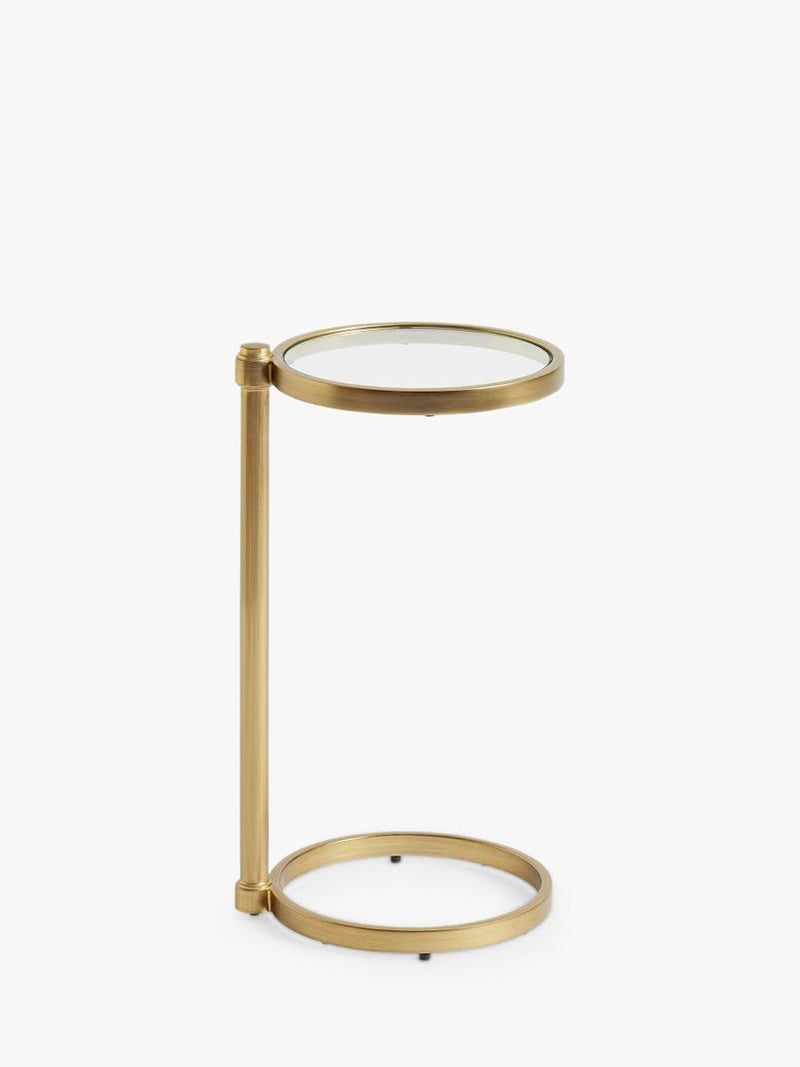 Pottery Barn round glass C-table brass, UK version