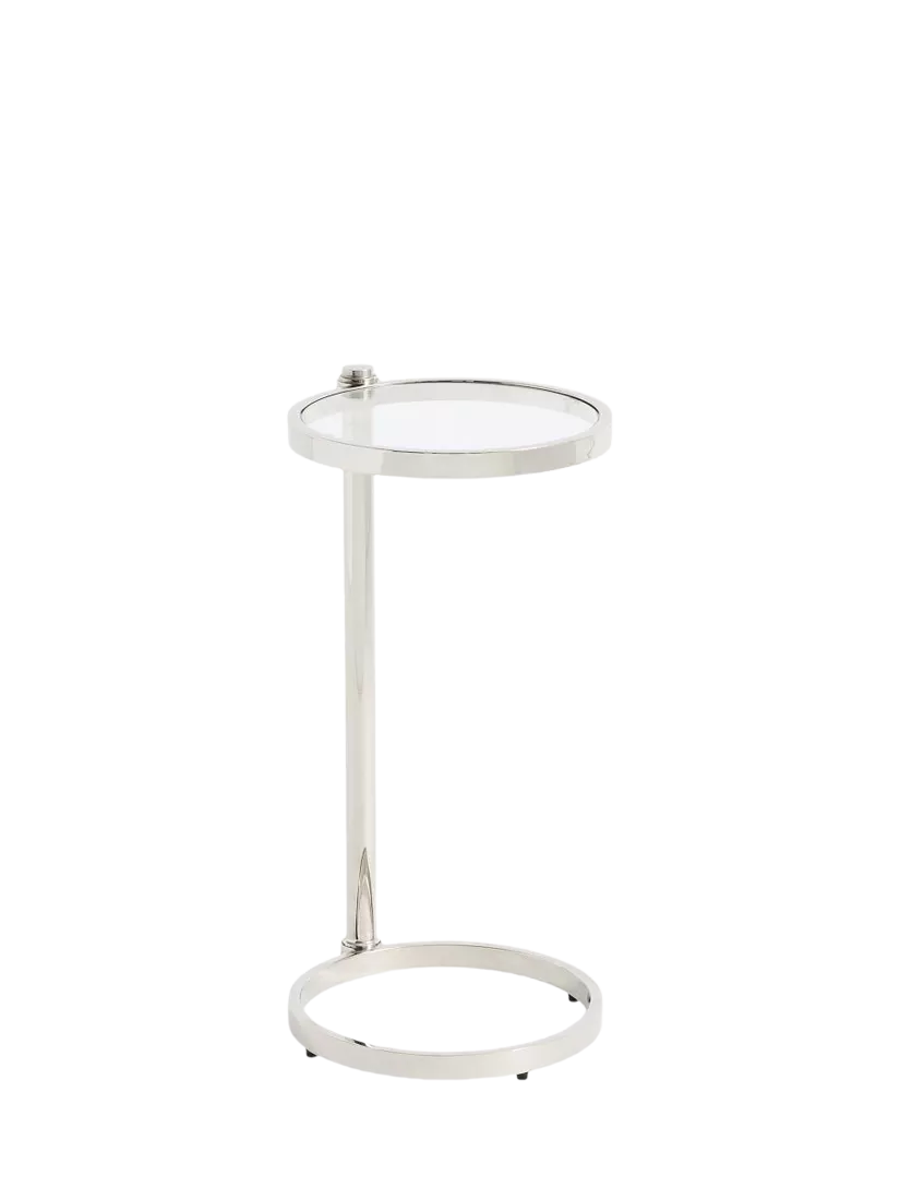 Pottery Barn Everson Round Glass C-Table, Brass