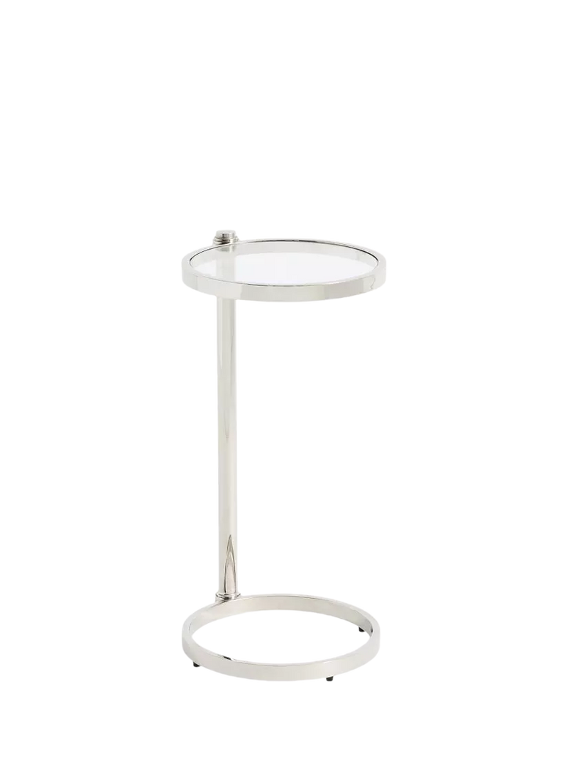 Pottery Barn Everson Round Glass C-Table, Brass