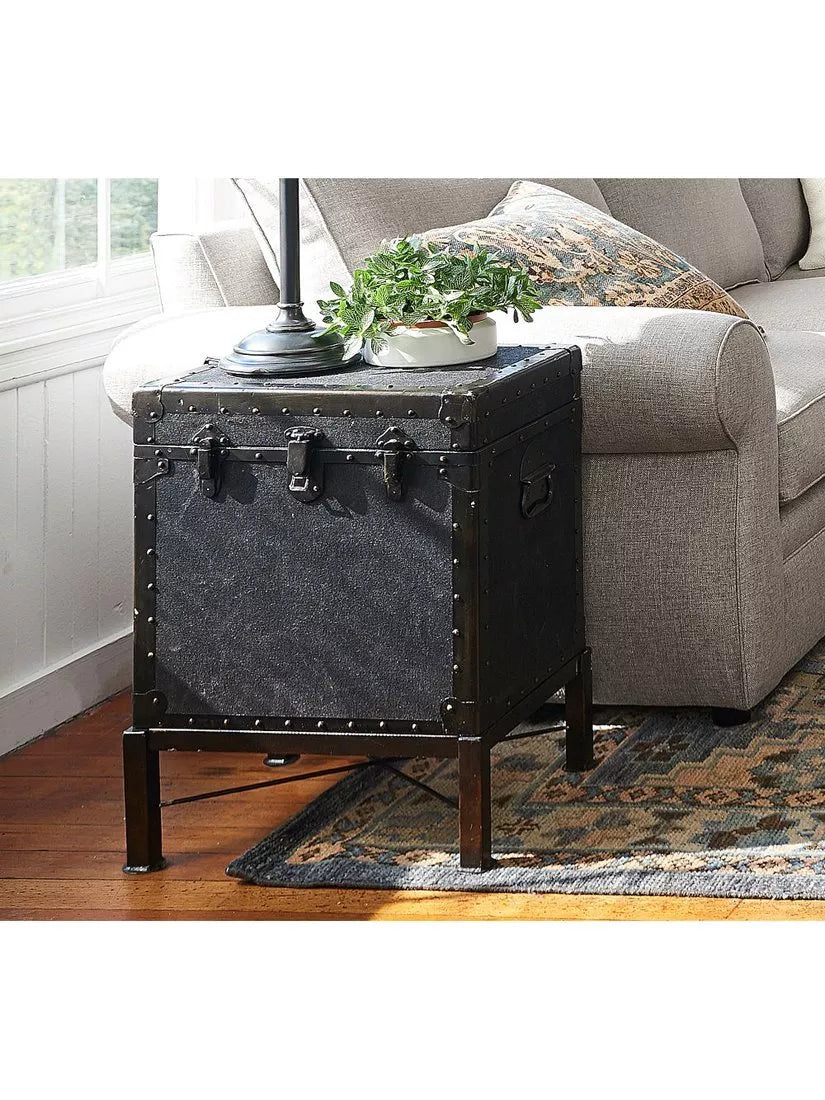 Pottery Barn Ludlow black accent table with storage - imported from the UK
