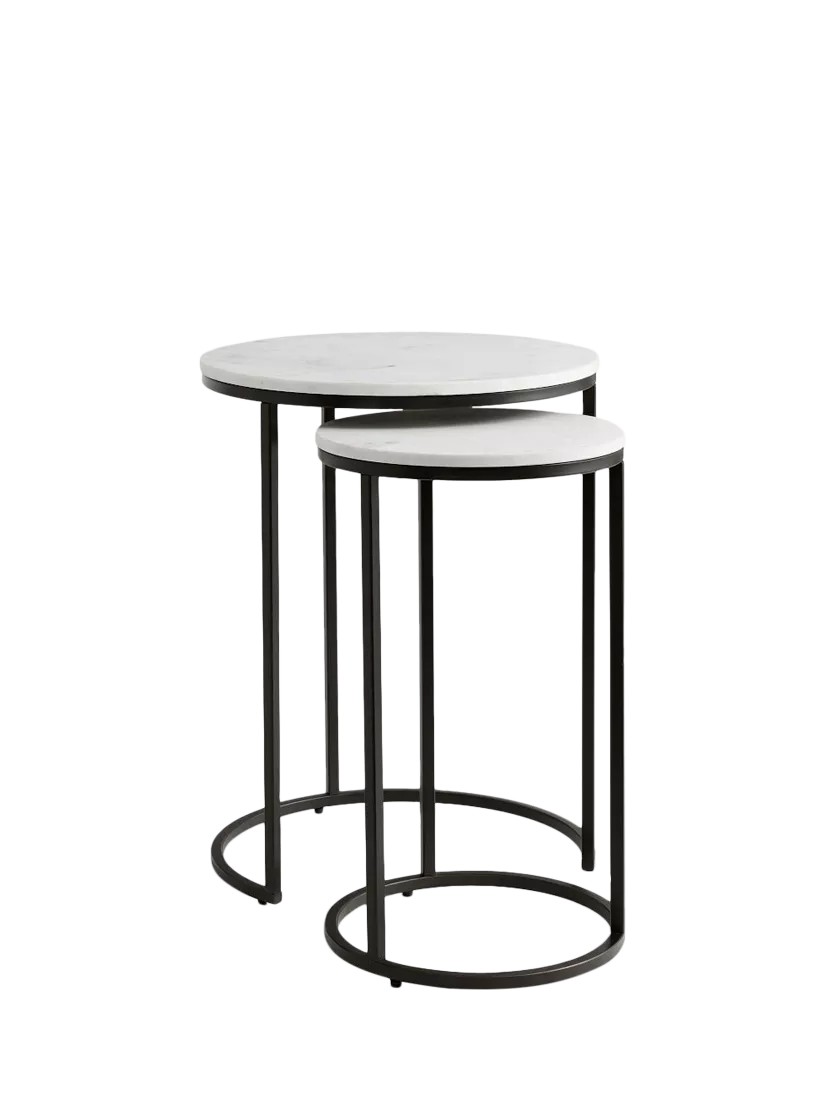 Pottery Barn nesting side tables round bronze set of 2, UK version