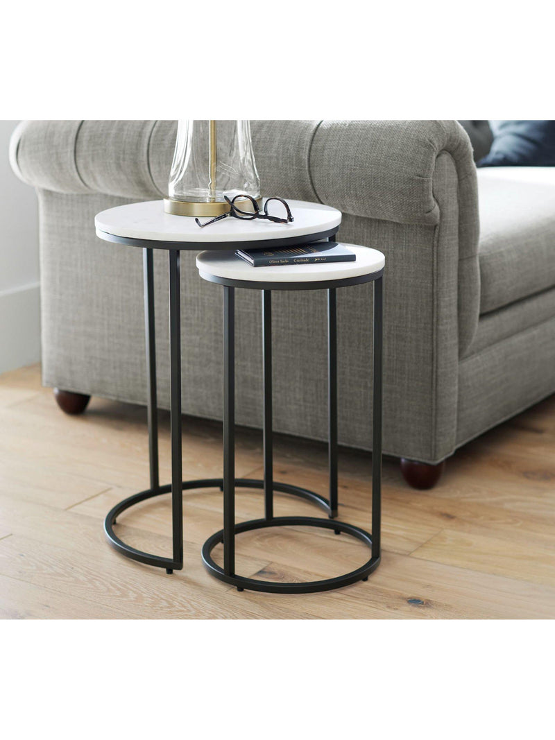 Pottery Barn nesting side tables round bronze set of 2, UK version