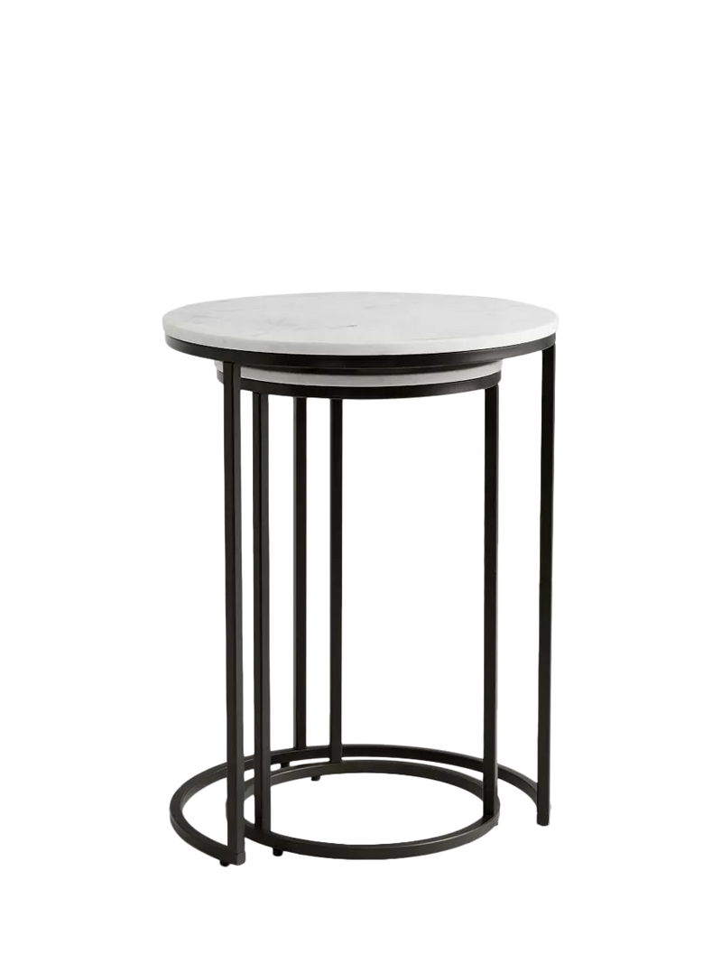 Pottery Barn nesting side tables round bronze set of 2, UK version