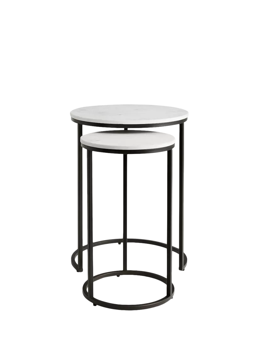 Pottery Barn nesting side tables round bronze set of 2, UK version