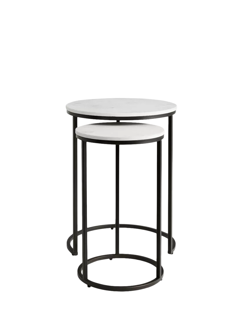 Pottery Barn nesting side tables round bronze set of 2, UK version