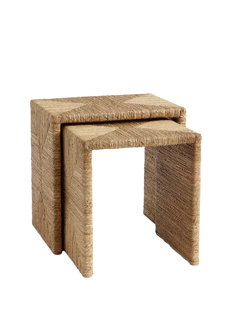 Pottery Barn Malibu nesting side table set natural seagrass - British product