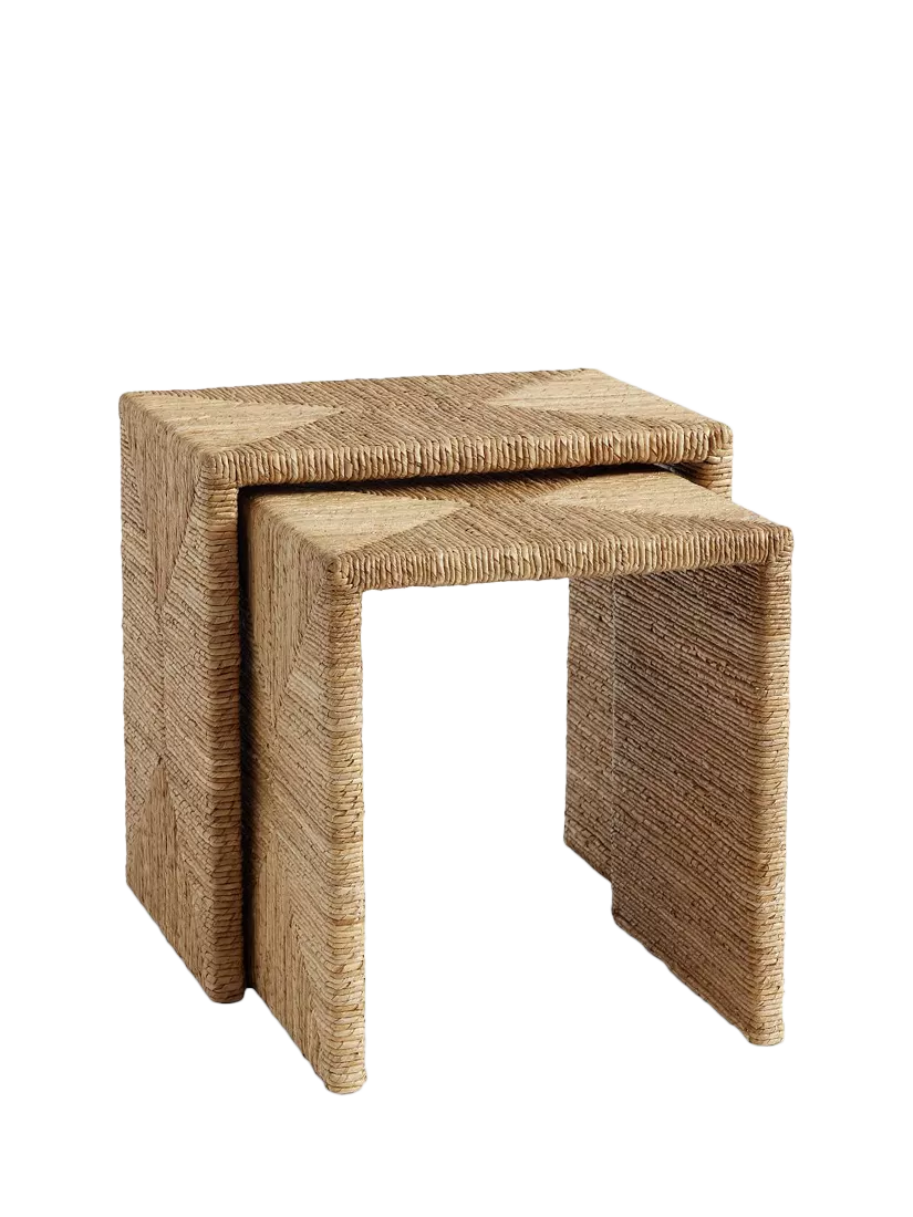 Pottery Barn Malibu nesting side table set natural seagrass - British product