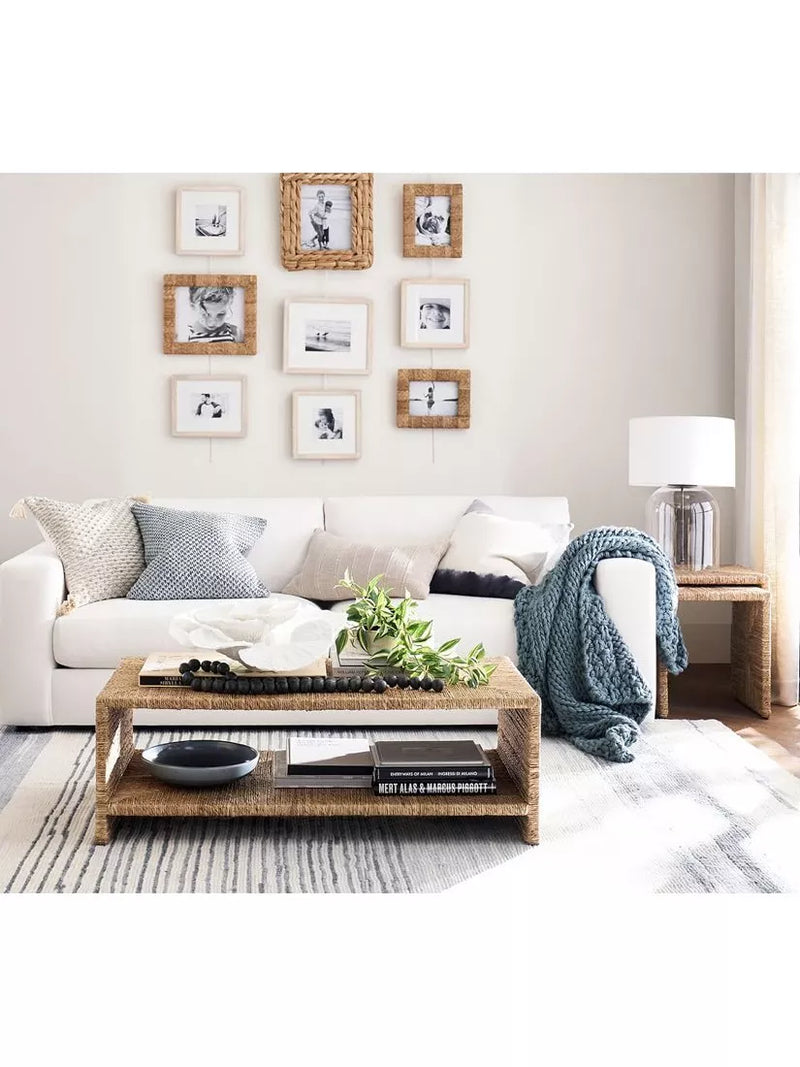 Pottery Barn Malibu nesting side table set natural seagrass - British product