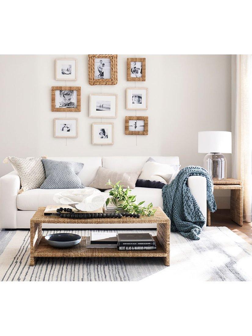 Pottery Barn Malibu nesting side table set natural seagrass - British product