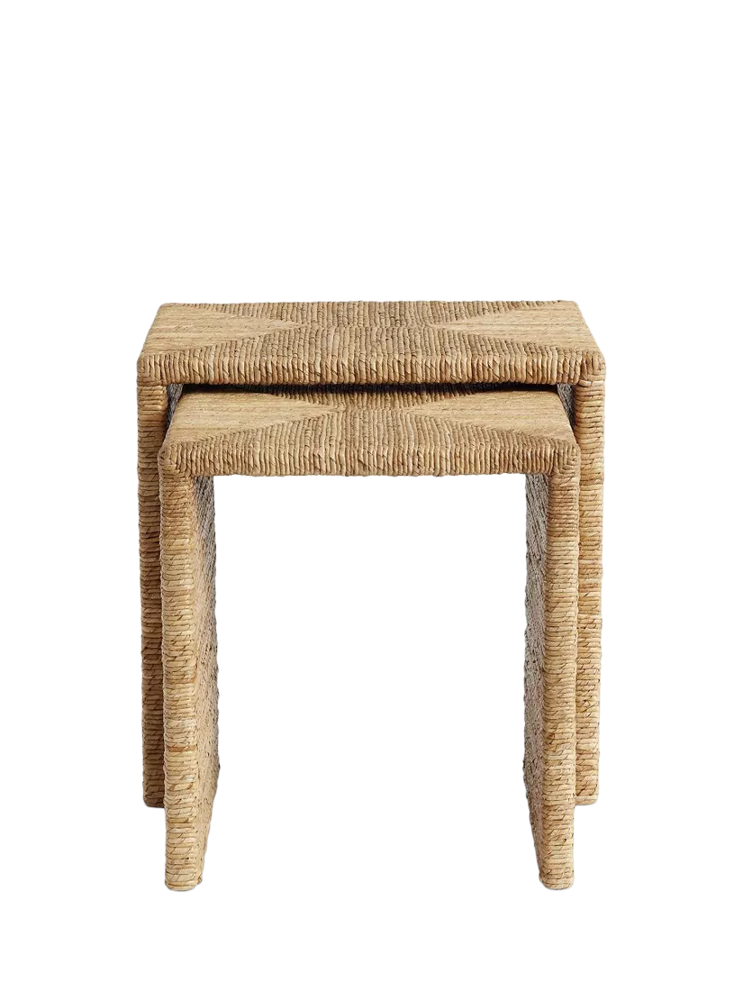 Pottery Barn Malibu nesting side table set natural seagrass - British product