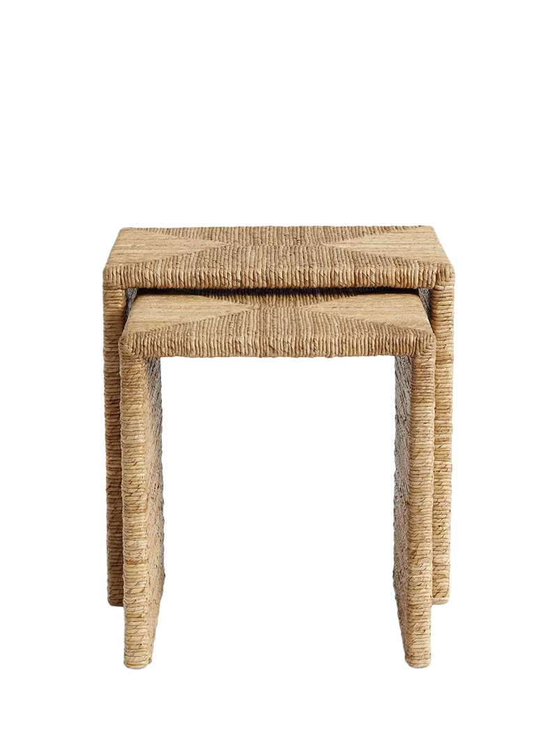 Pottery Barn Malibu nesting side table set natural seagrass - British product